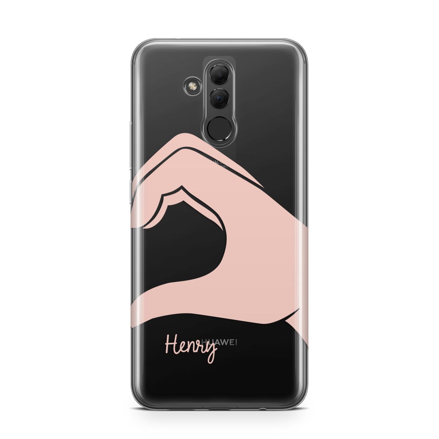 Right Hand in Half Heart with Name Huawei Mate 20 Lite