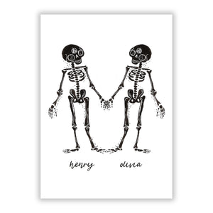 Romantic Skeletons Personalised Greetings Card