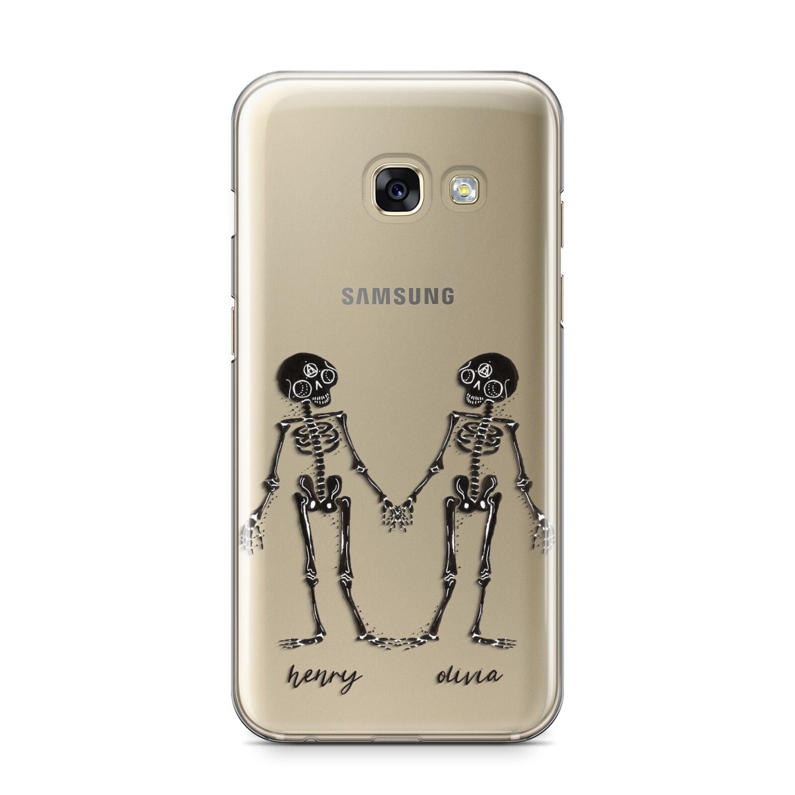 Romantic Skeletons Personalised Samsung Galaxy A3 2017 Case on gold phone