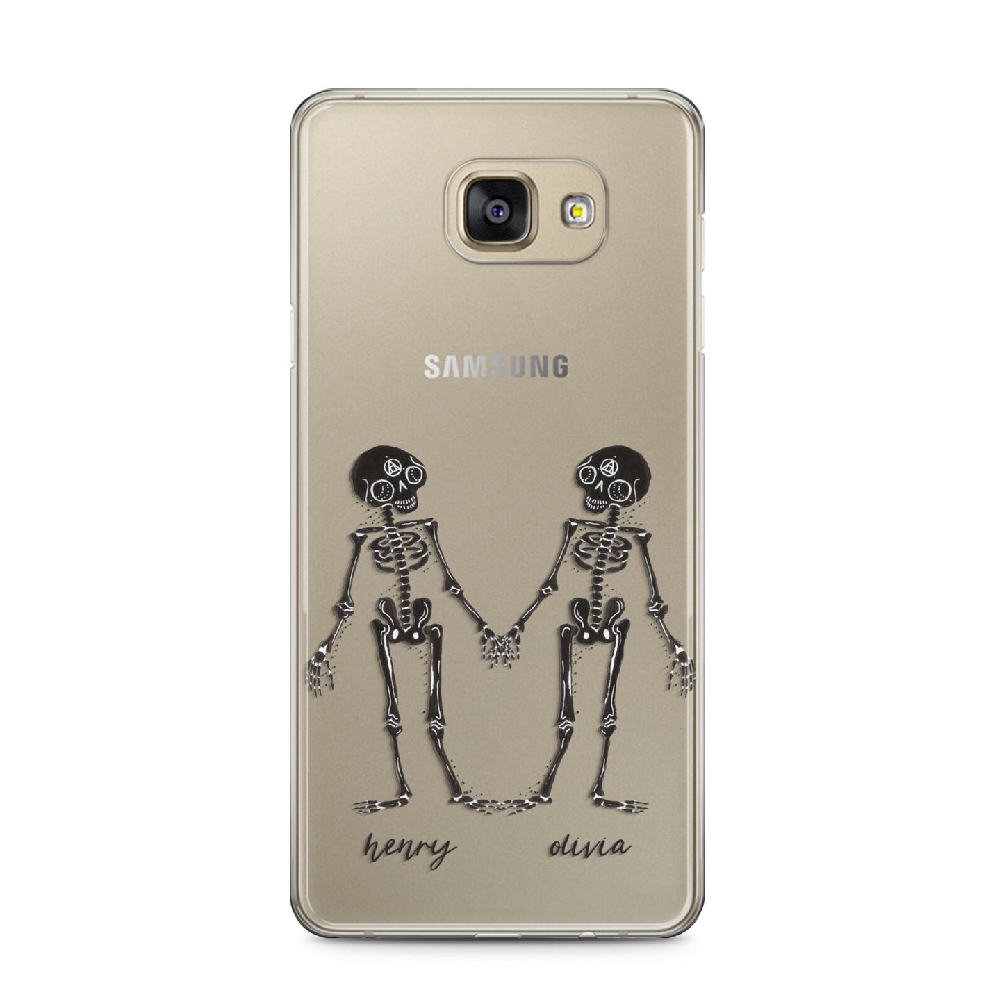 Romantic Skeletons Personalised Samsung Galaxy A5 2016 Case on gold phone