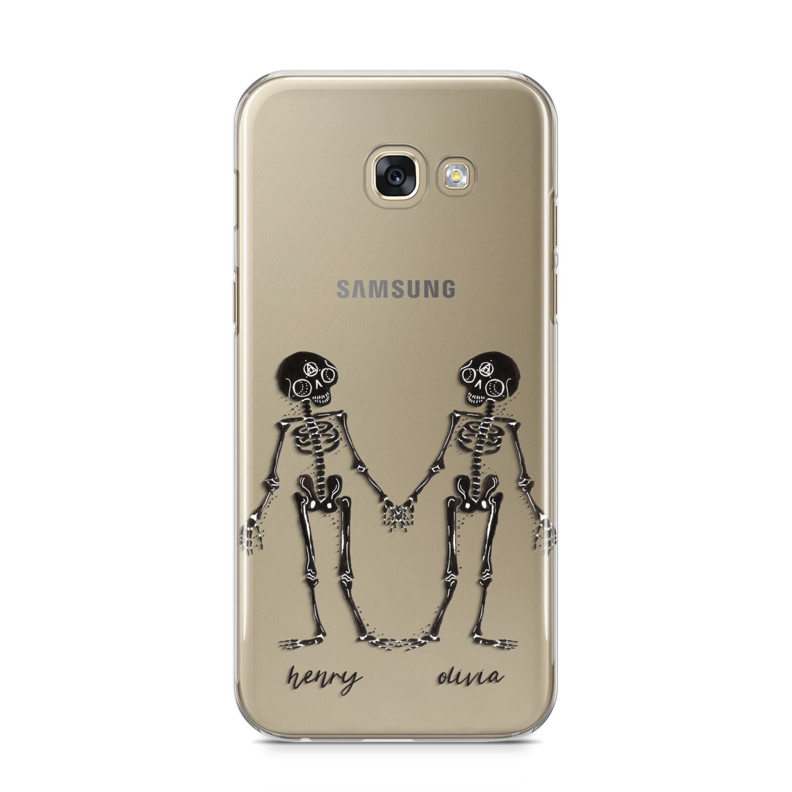 Romantic Skeletons Personalised Samsung Galaxy A5 2017 Case on gold phone