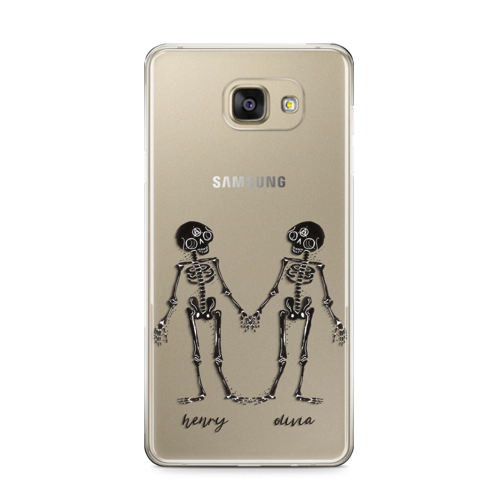 Romantic Skeletons Personalised Samsung Galaxy A9 2016 Case on gold phone