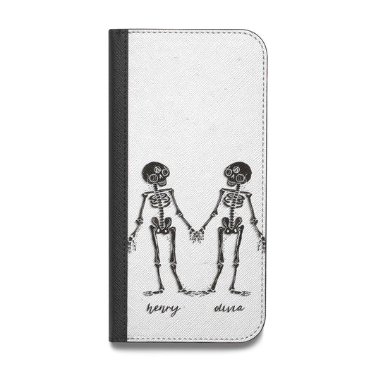 Romantic Skeletons Personalised Vegan Leather Flip iPhone Case