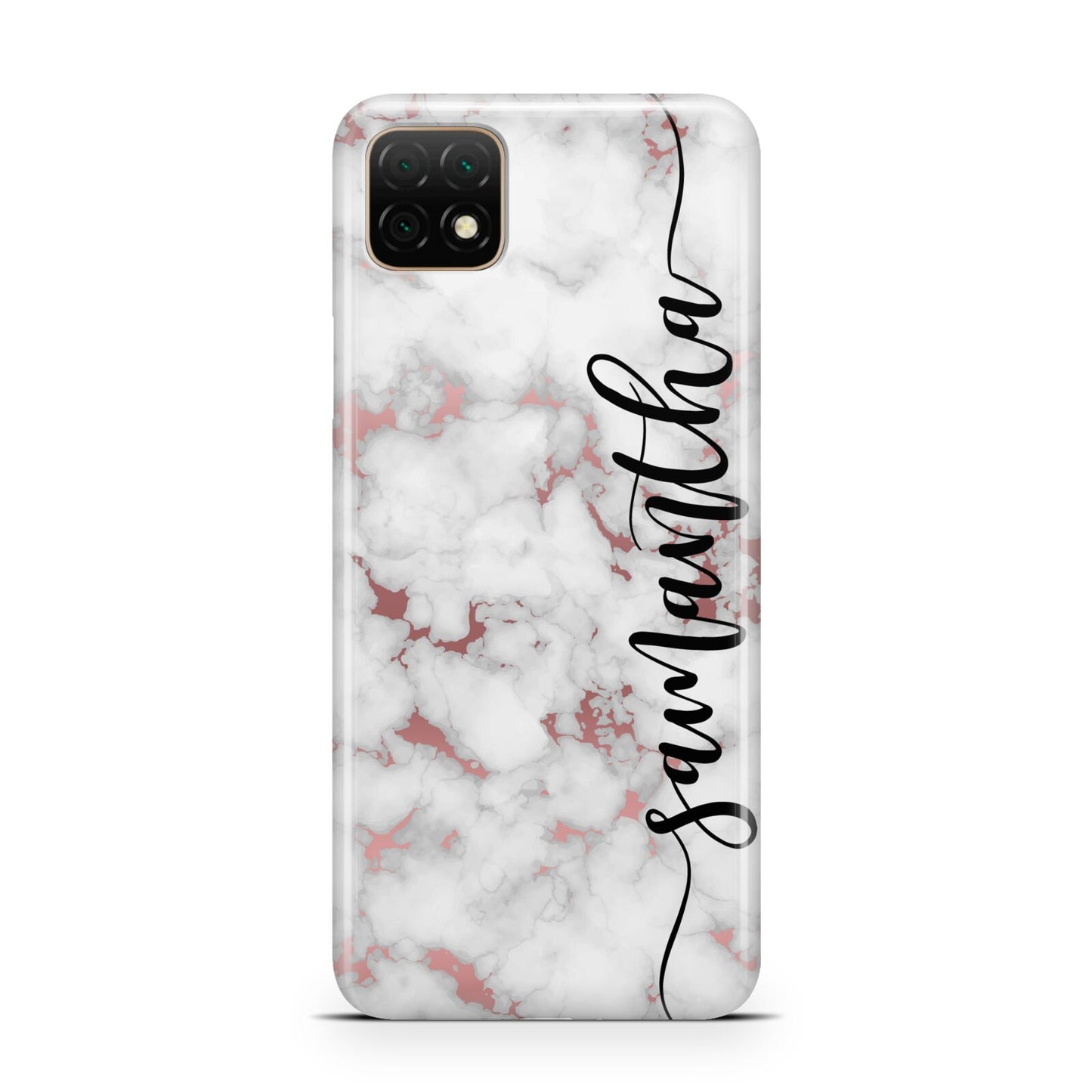 Rose Gold Marble Vertical Black Personalised Name Huawei Enjoy 20 Phone Case