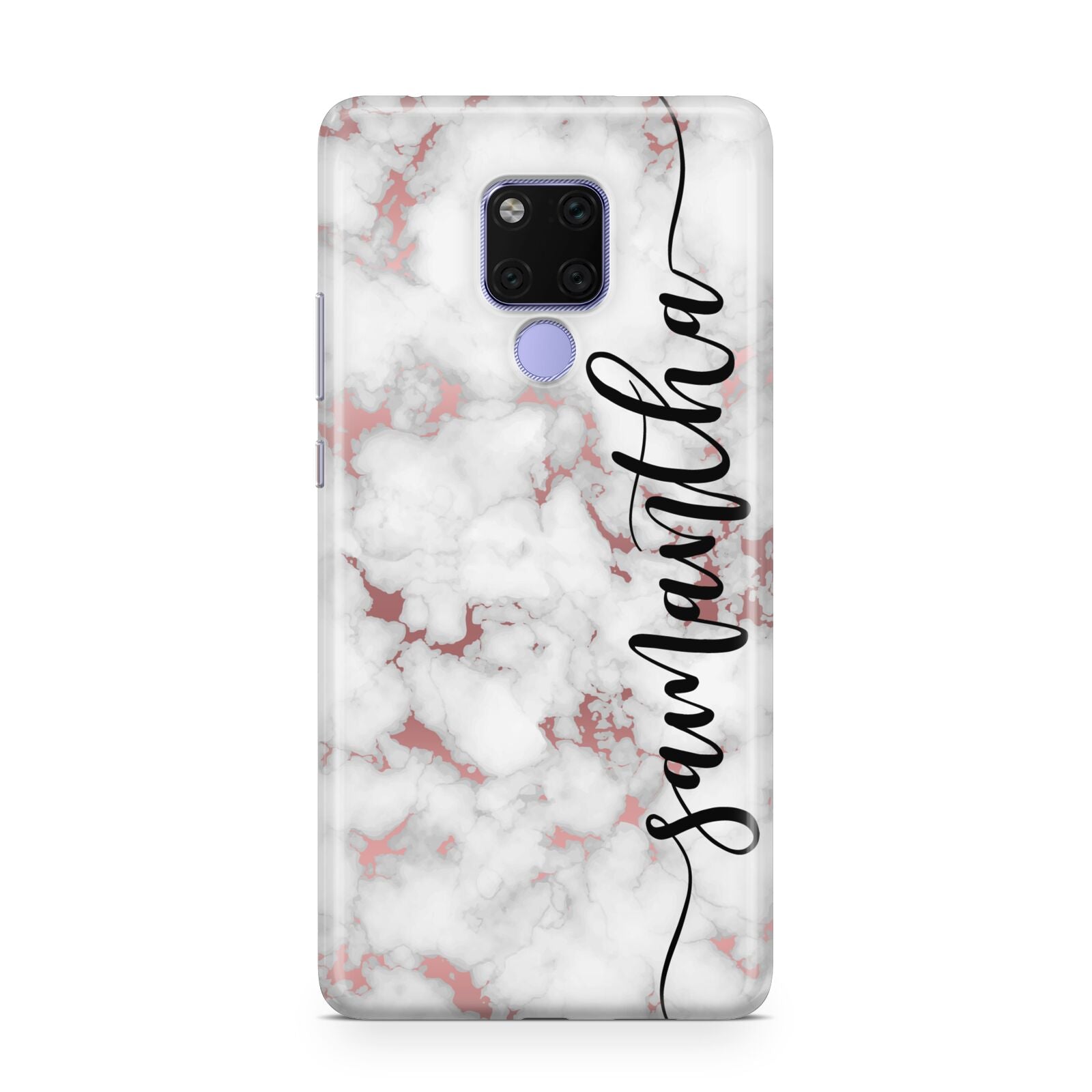 Rose Gold Marble Vertical Black Personalised Name Huawei Mate 20X Phone Case