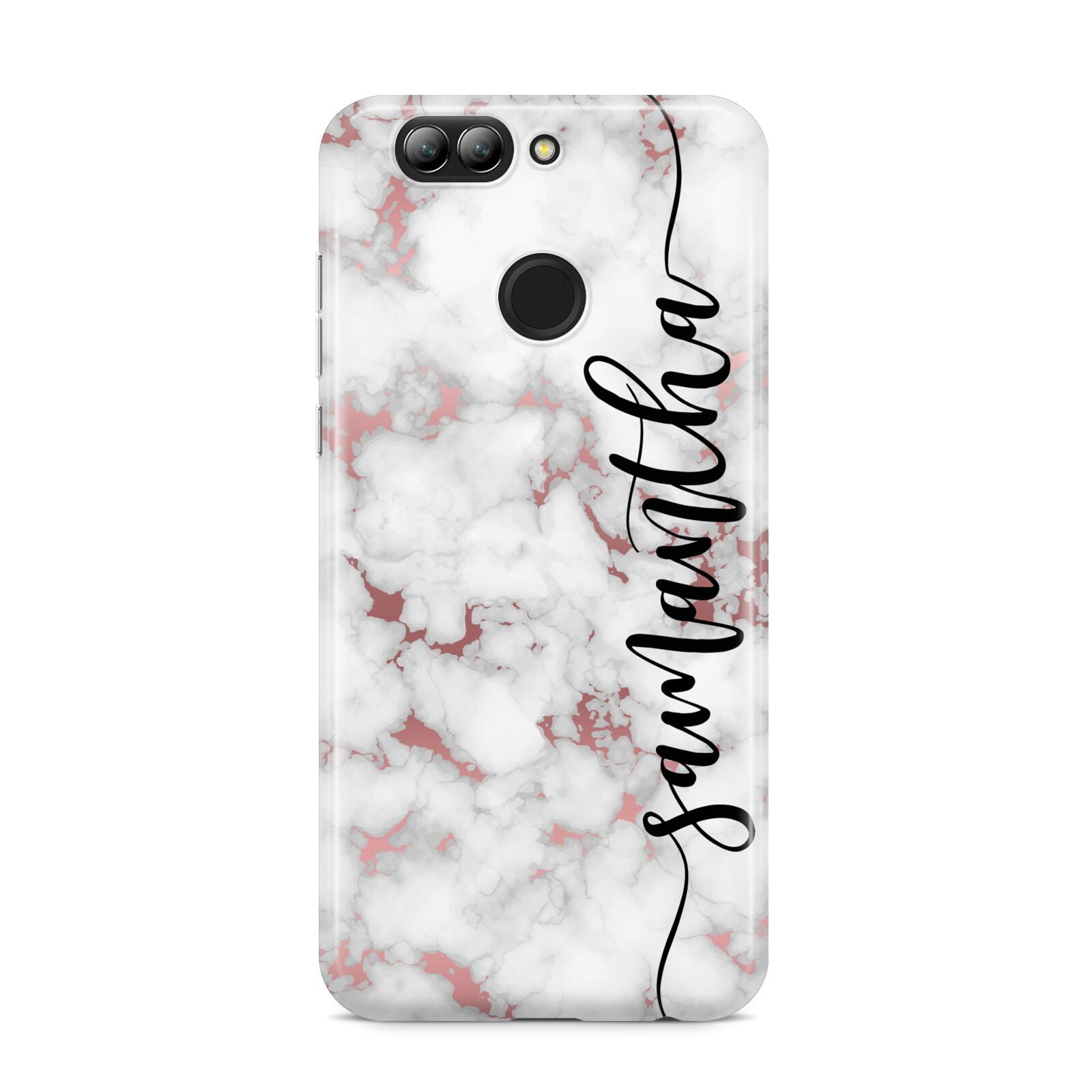 Rose Gold Marble Vertical Black Personalised Name Huawei Nova 2s Phone Case