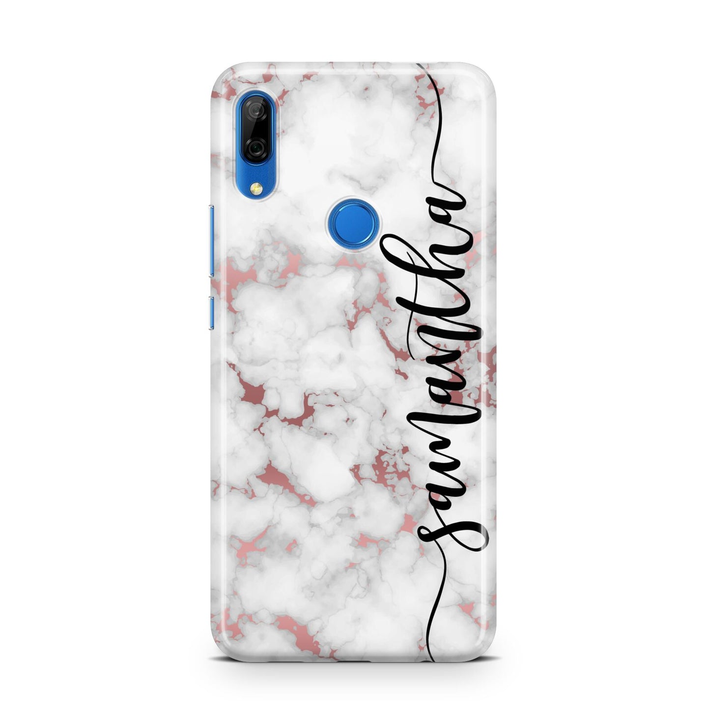 Rose Gold Marble Vertical Black Personalised Name Huawei P Smart Z