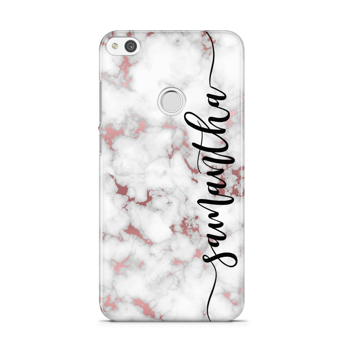 Rose Gold Marble Vertical Black Personalised Name Huawei P8 Lite Case