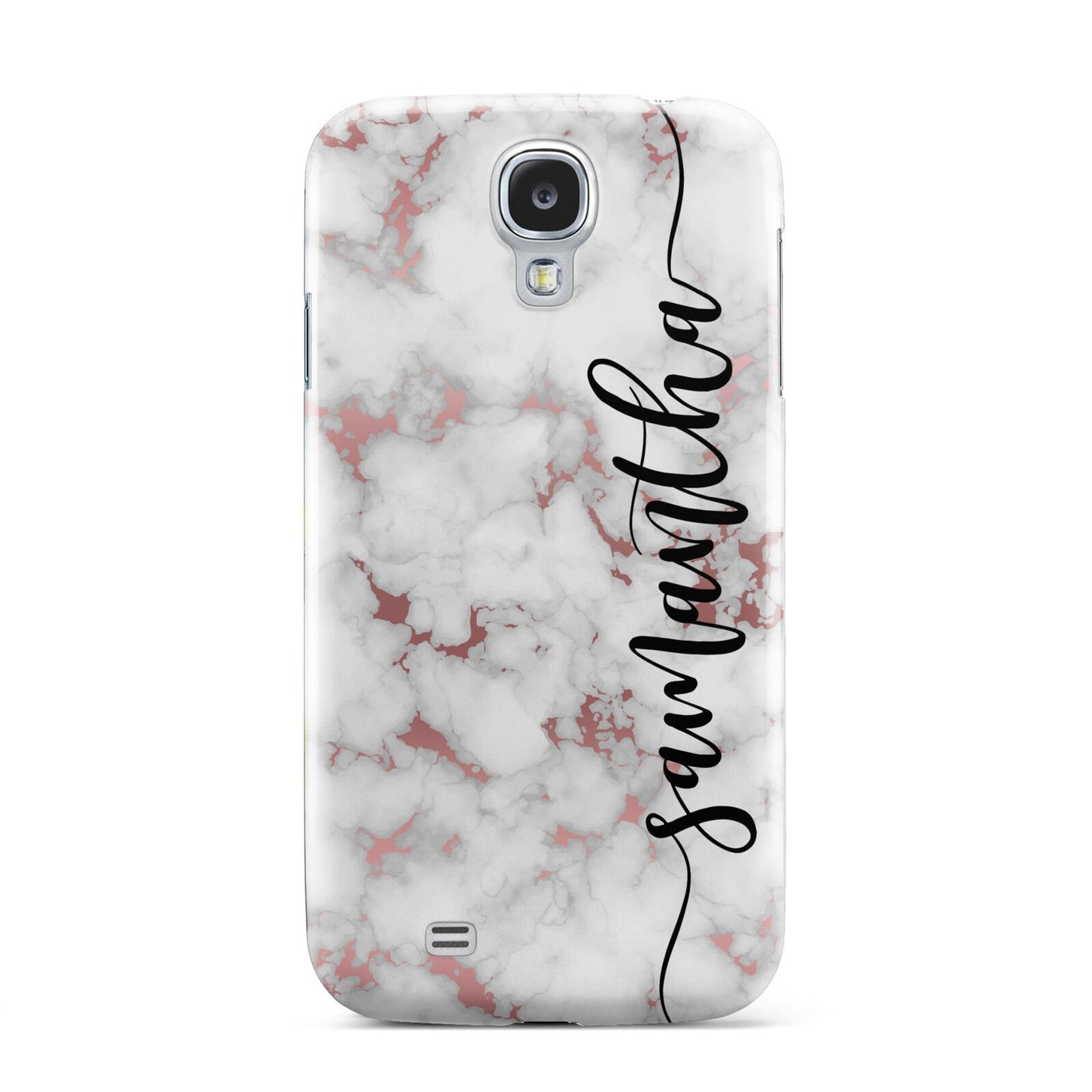 Rose Gold Marble Vertical Black Personalised Name Samsung Galaxy S4 Case