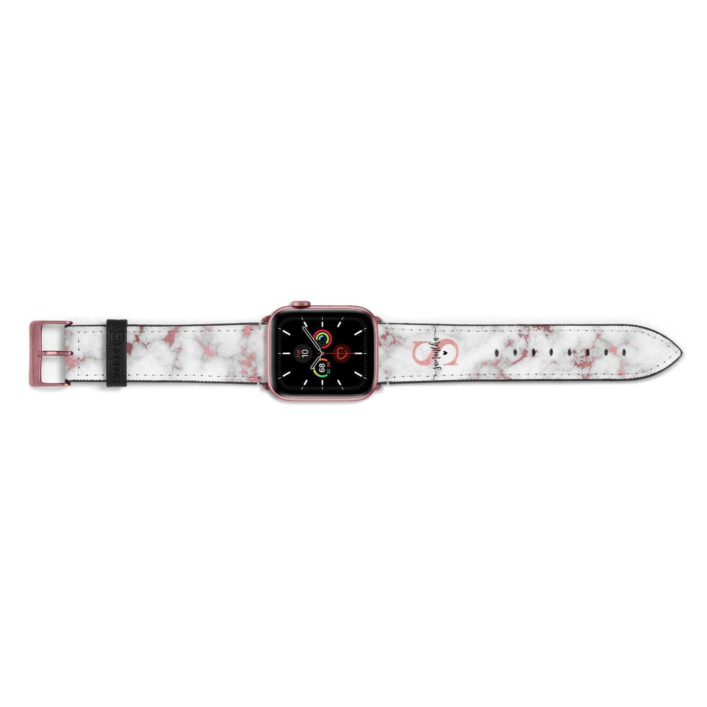 Rose Gold Personalised Marble Glitter Initial Name Apple Watch Strap Landscape Image Rose Gold Hardware