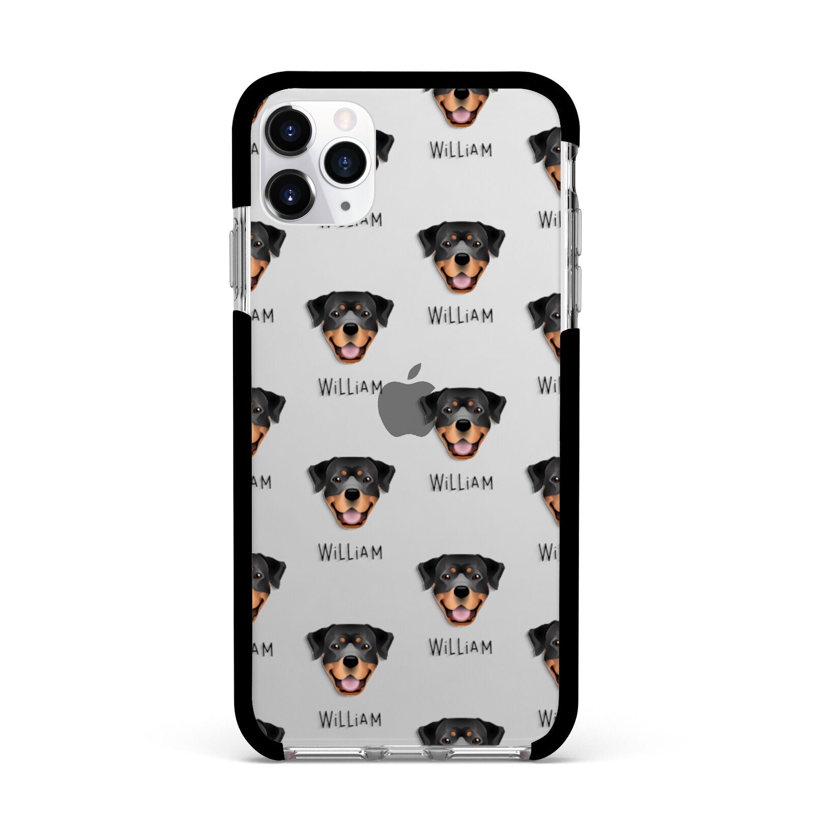 Rottweiler Icon with Name Apple iPhone 11 Pro Max in Silver with Black Impact Case
