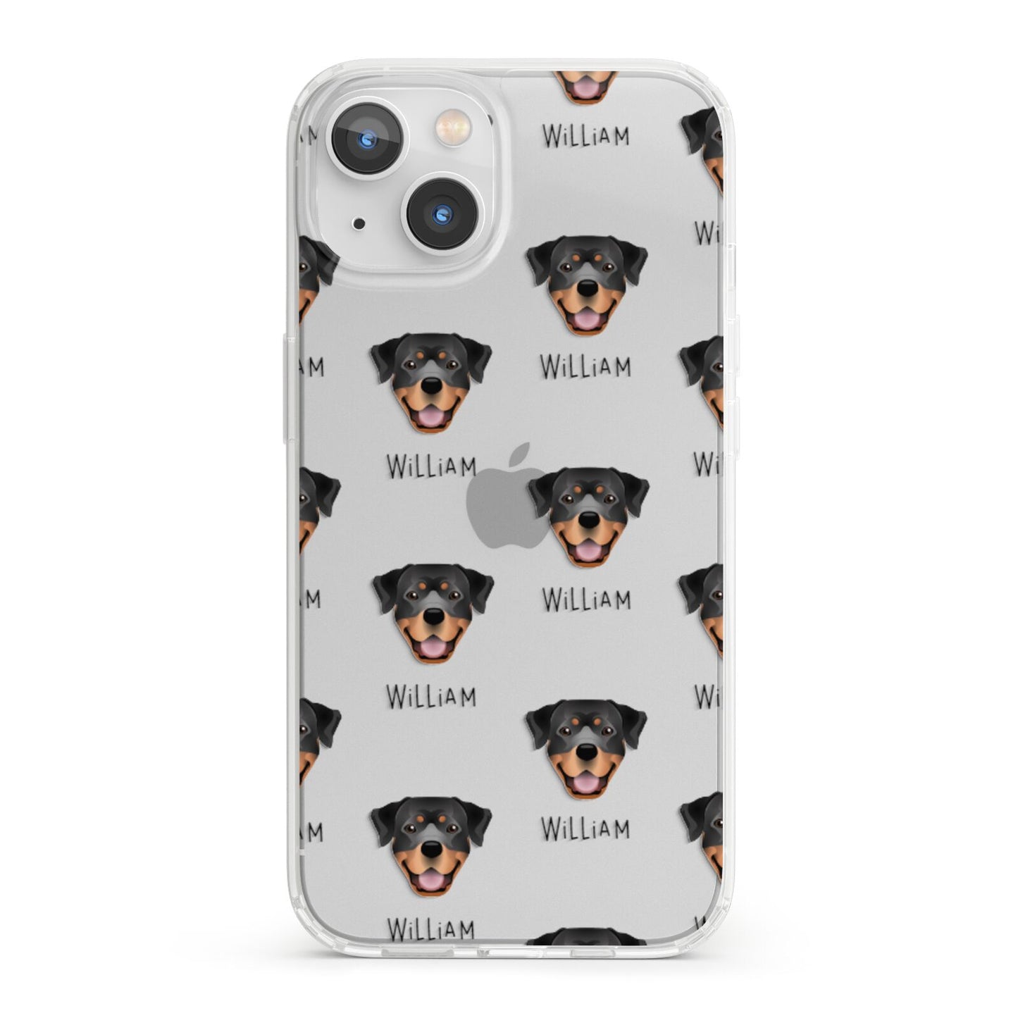 Rottweiler Icon with Name iPhone 13 Clear Bumper Case