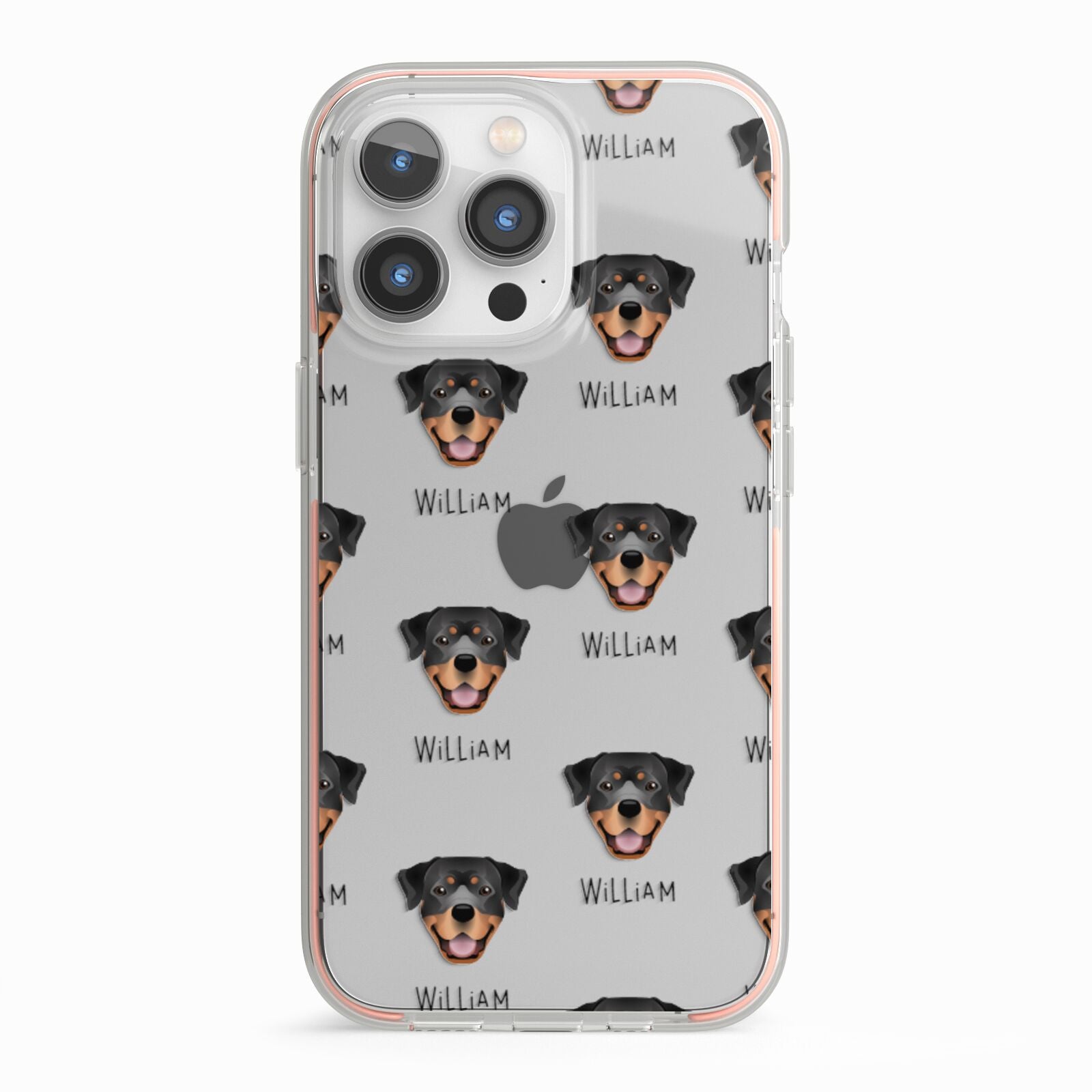 Rottweiler Icon with Name iPhone 13 Pro TPU Impact Case with Pink Edges
