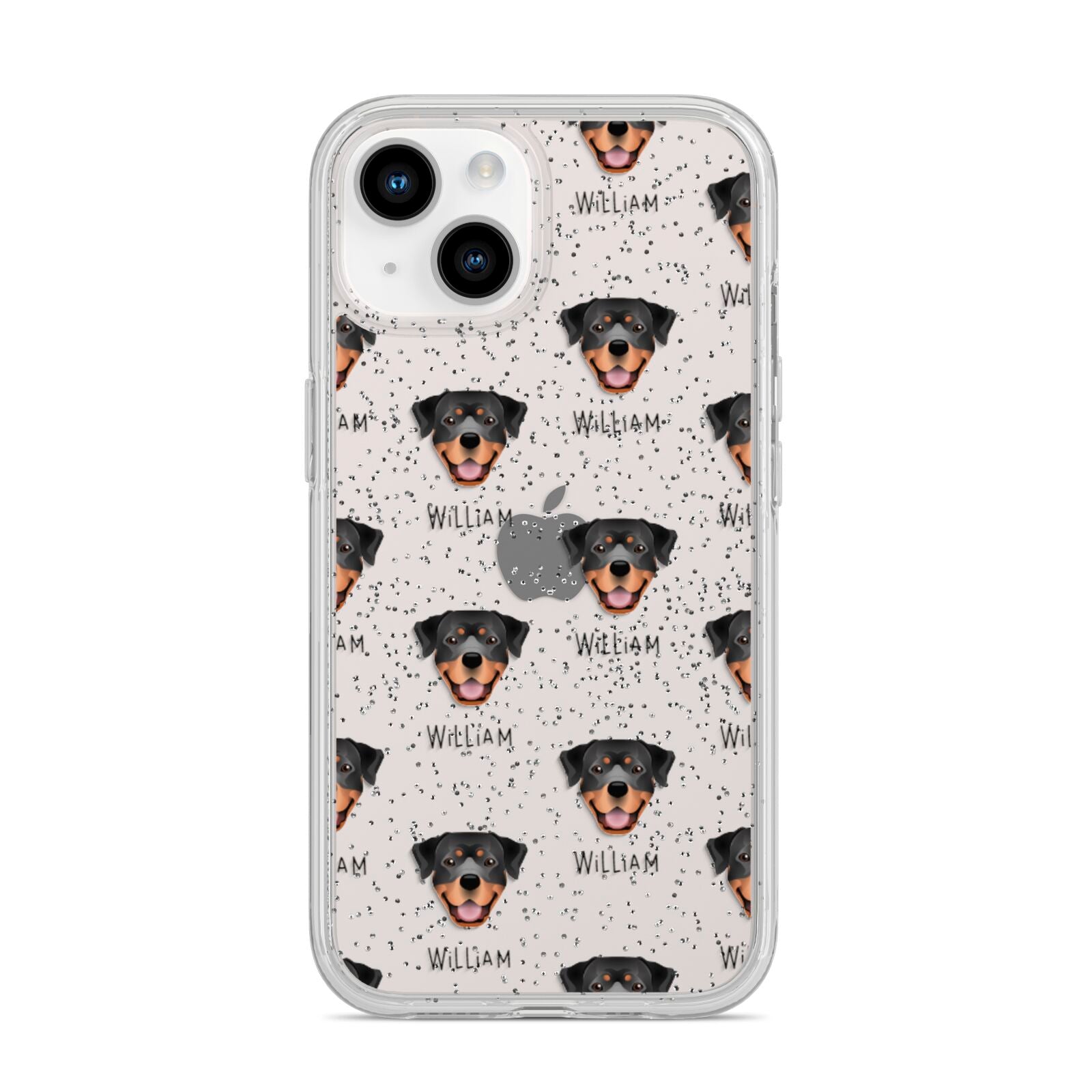 Rottweiler Icon with Name iPhone 14 Glitter Tough Case Starlight