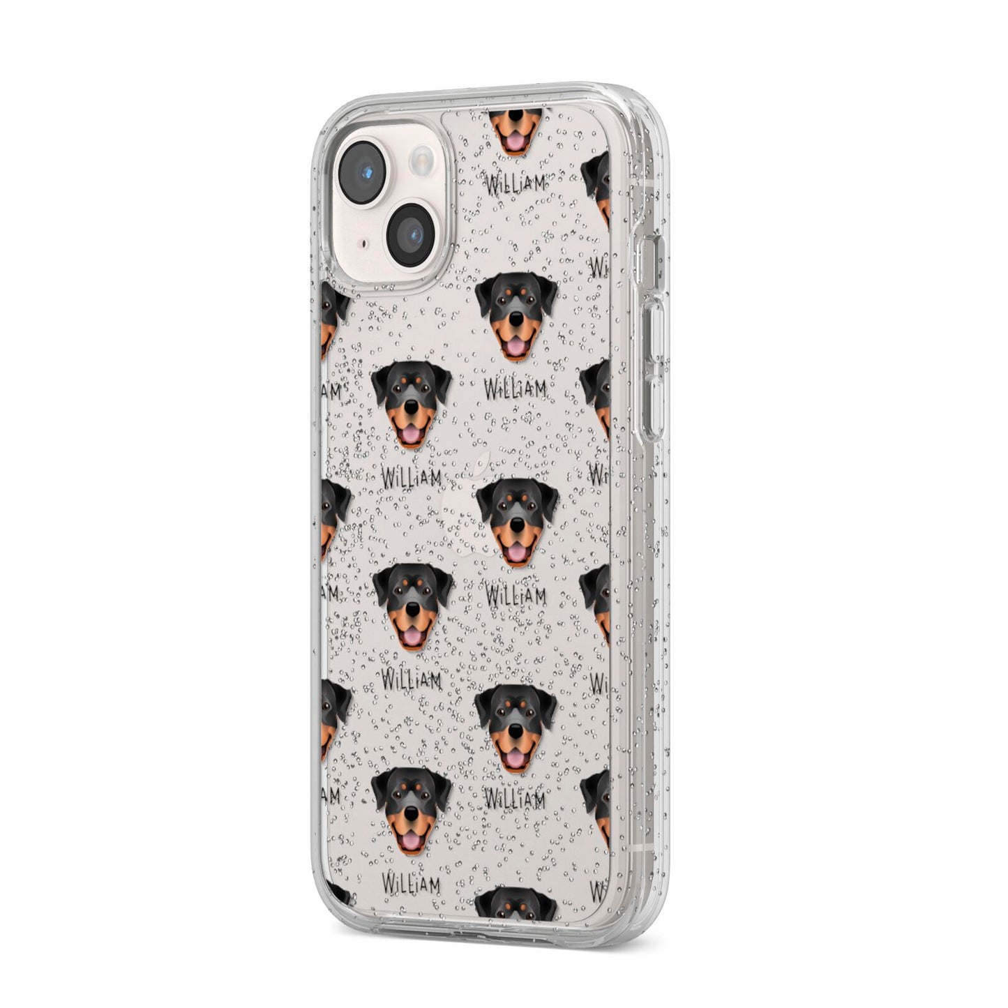 Rottweiler Icon with Name iPhone 14 Plus Glitter Tough Case Starlight Angled Image