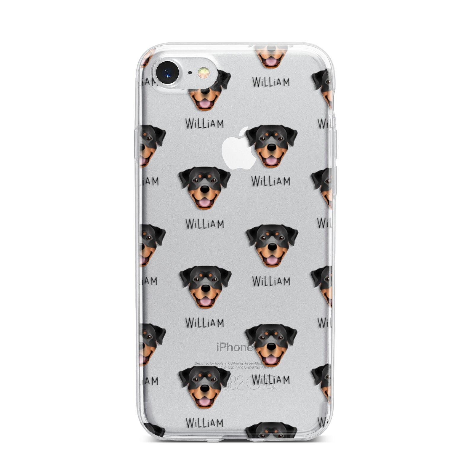 Rottweiler Icon with Name iPhone 7 Bumper Case on Silver iPhone