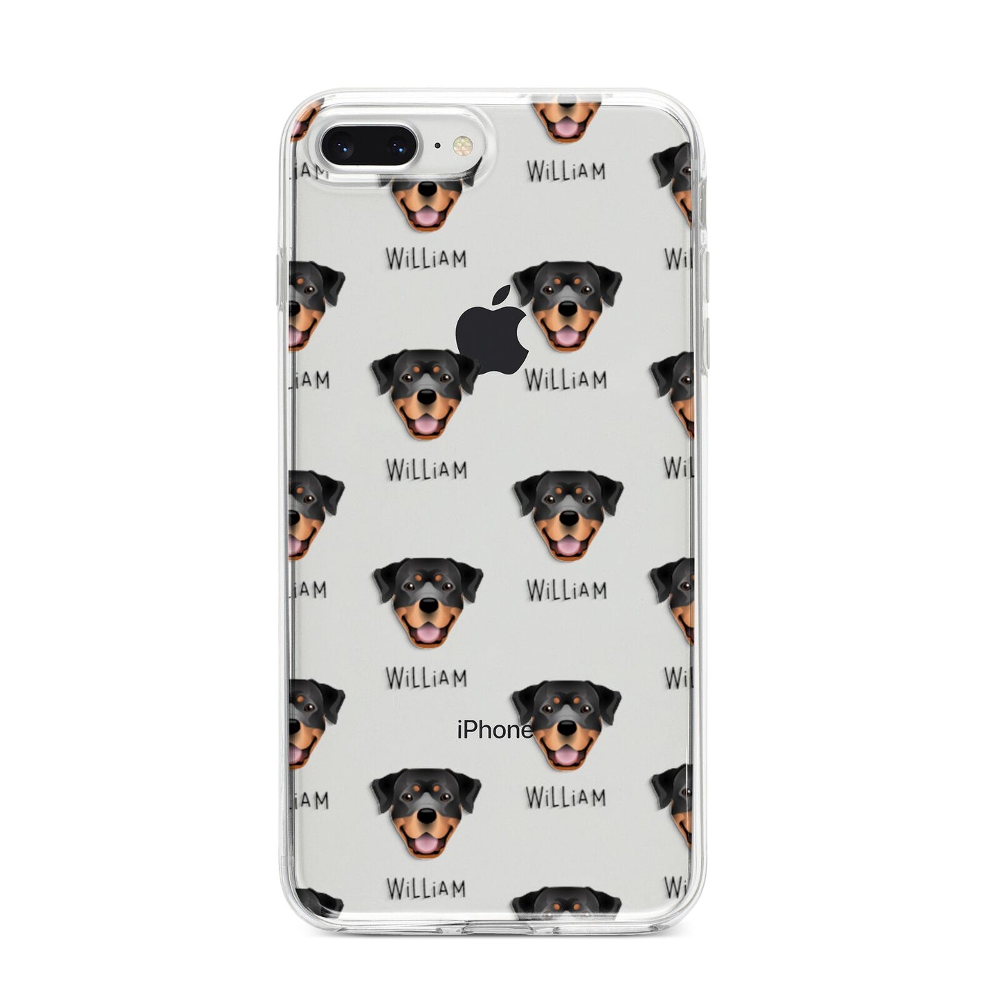 Rottweiler Icon with Name iPhone 8 Plus Bumper Case on Silver iPhone