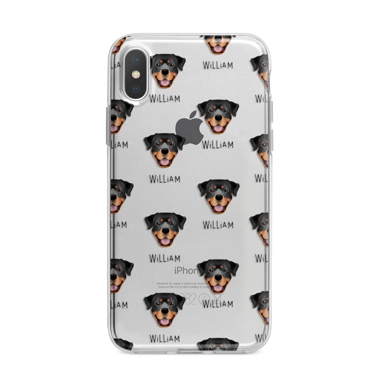 Rottweiler Icon with Name iPhone X Bumper Case on Silver iPhone Alternative Image 1