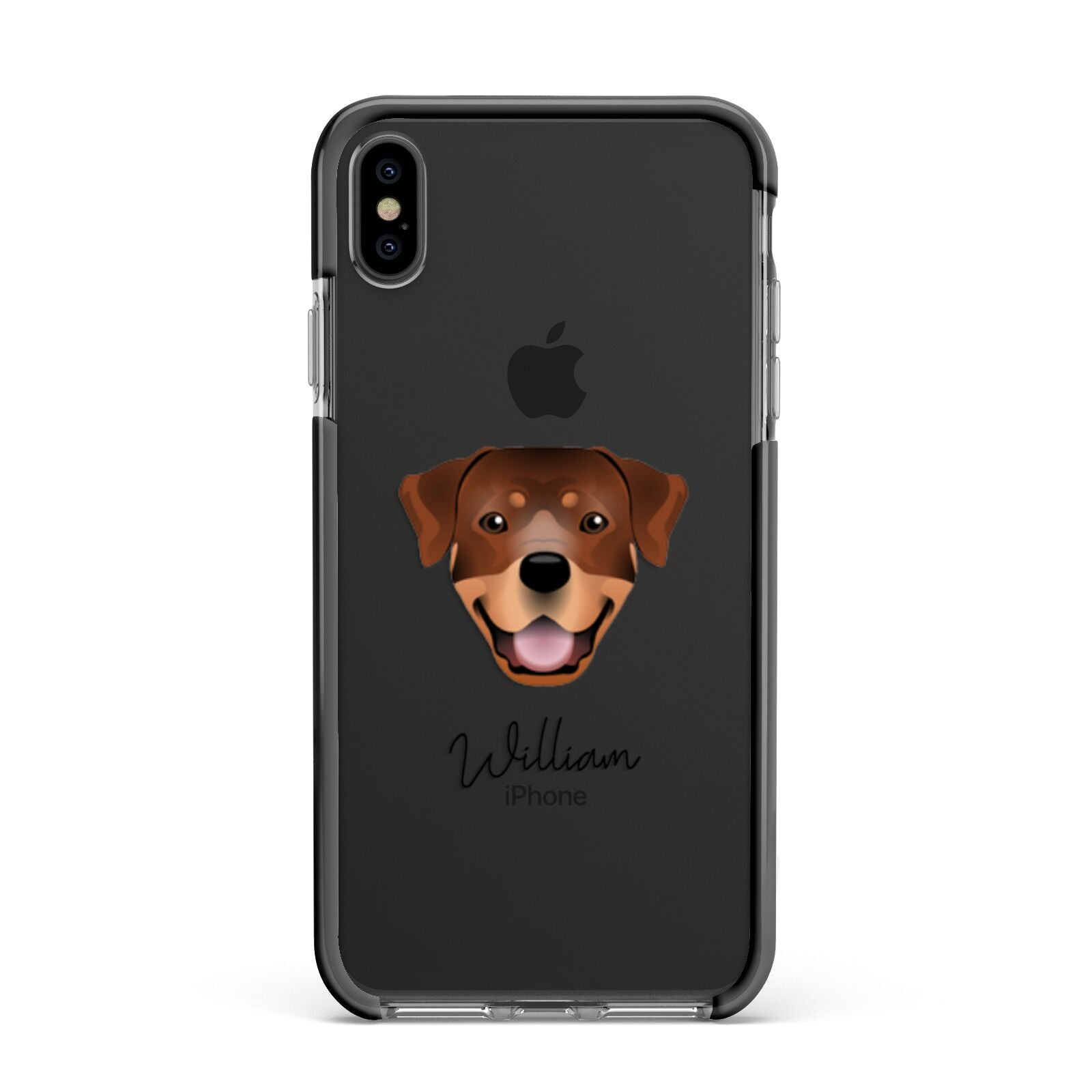 Rottweiler Personalised Apple iPhone Xs Max Impact Case Black Edge on Black Phone