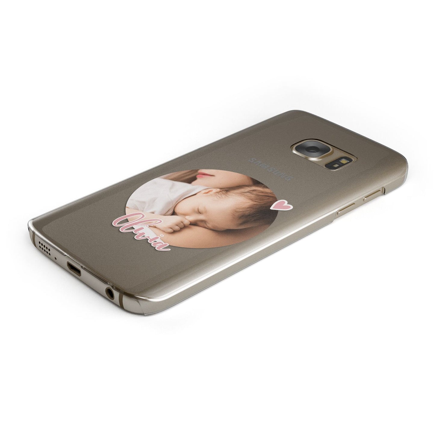 Round Photo Love Upload Protective Samsung Galaxy Case Angled Image