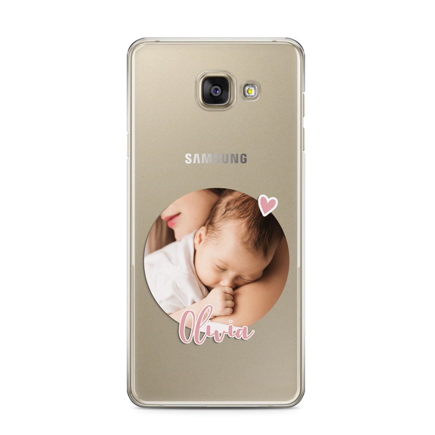 Round Photo Love Upload Samsung Galaxy A3 2016 Case on gold phone