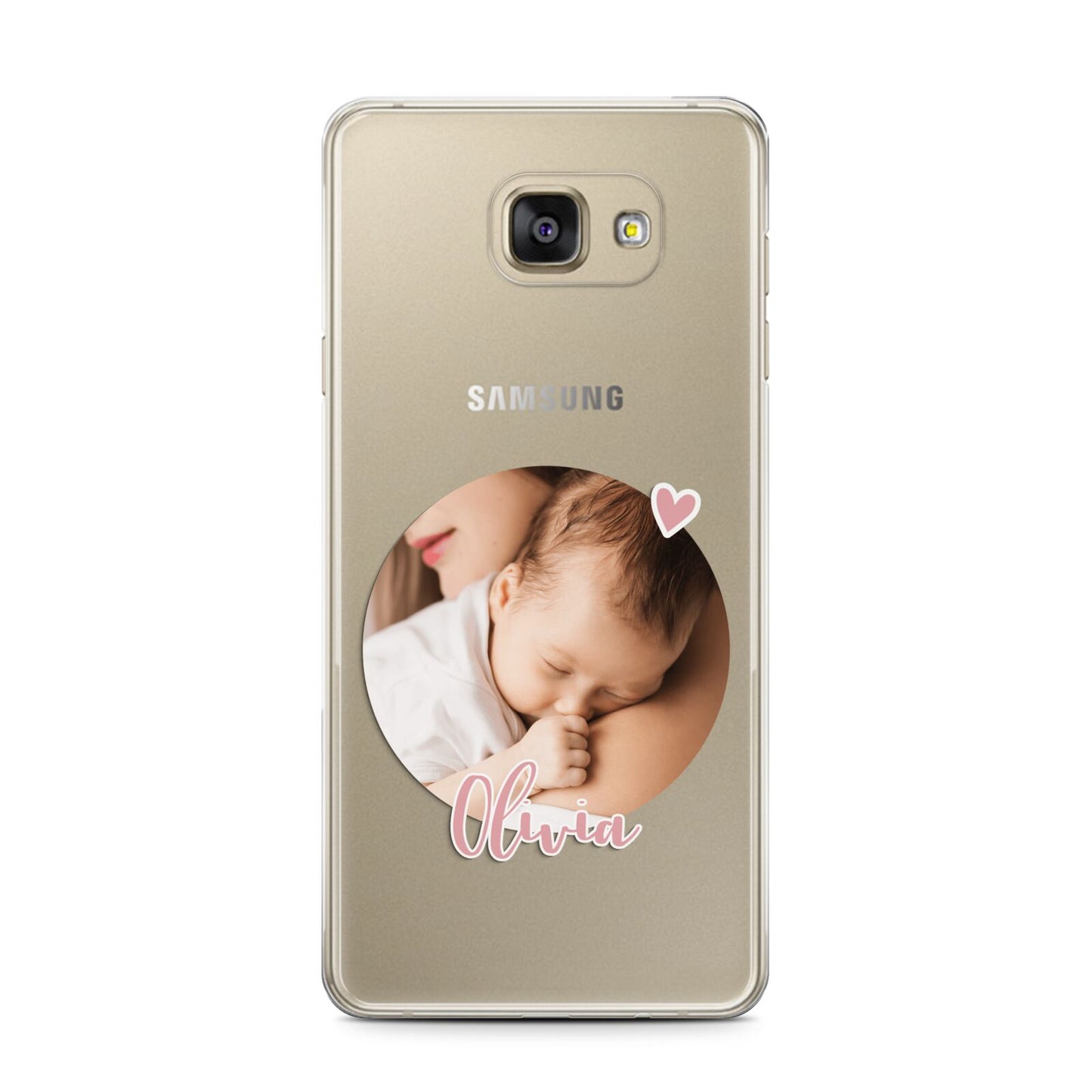 Round Photo Love Upload Samsung Galaxy A7 2016 Case on gold phone