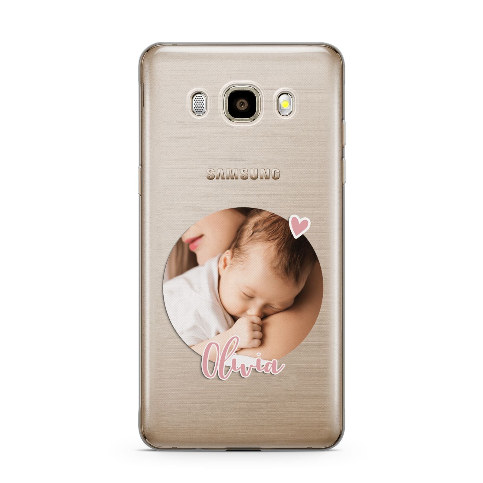 Round Photo Love Upload Samsung Galaxy J7 2016 Case on gold phone