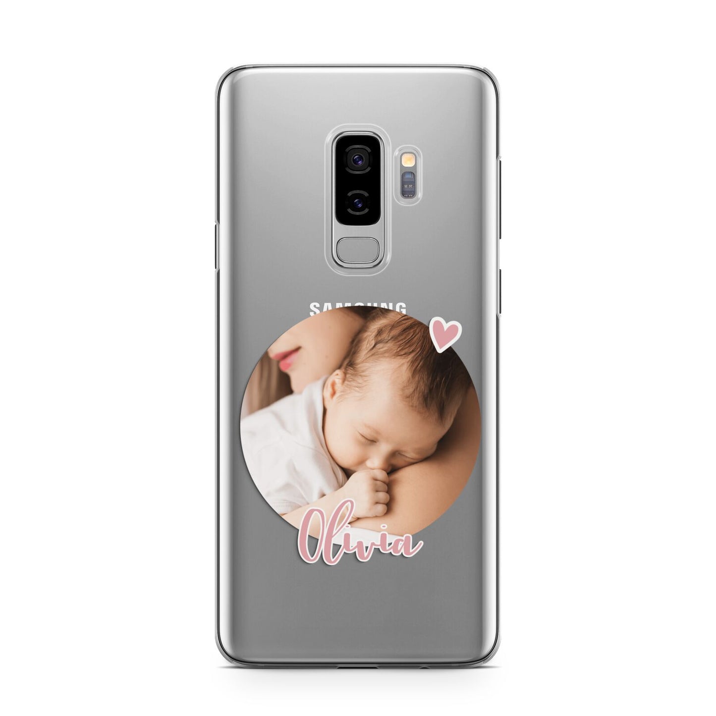 Round Photo Love Upload Samsung Galaxy S9 Plus Case on Silver phone