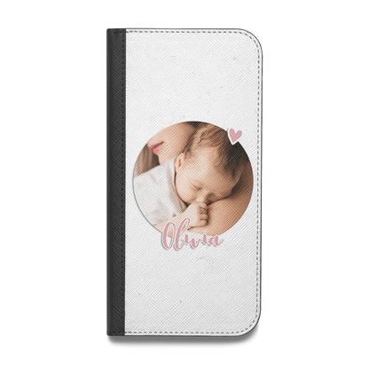 Round Photo Love Upload Vegan Leather Flip Samsung Case