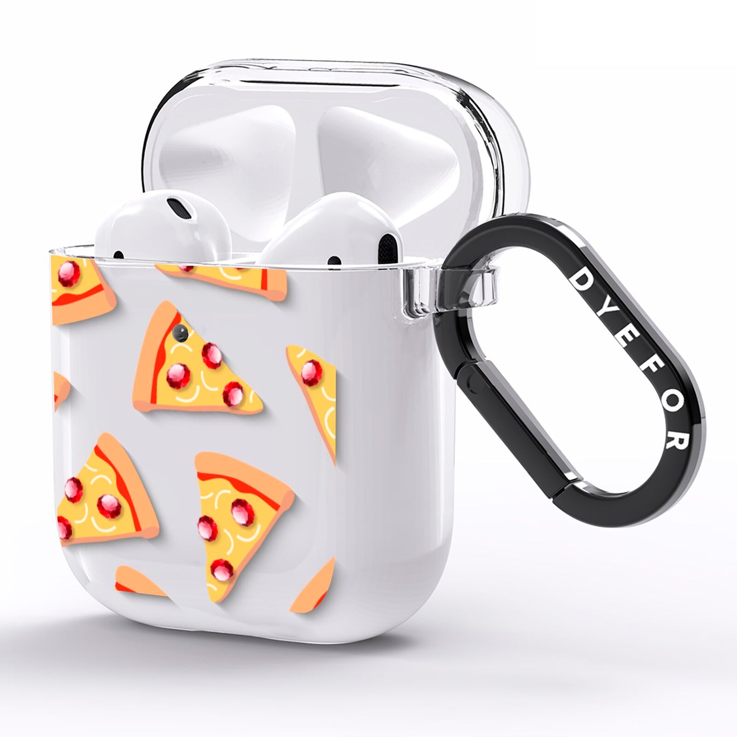 Rubies on Cartoon Pizza Slices AirPods Clear Case Side Image