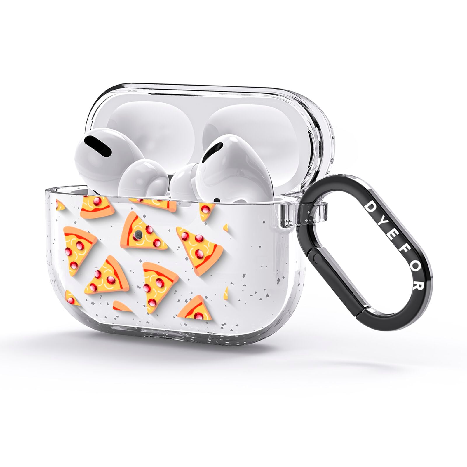 Rubies on Cartoon Pizza Slices AirPods Glitter Case 3rd Gen Side Image