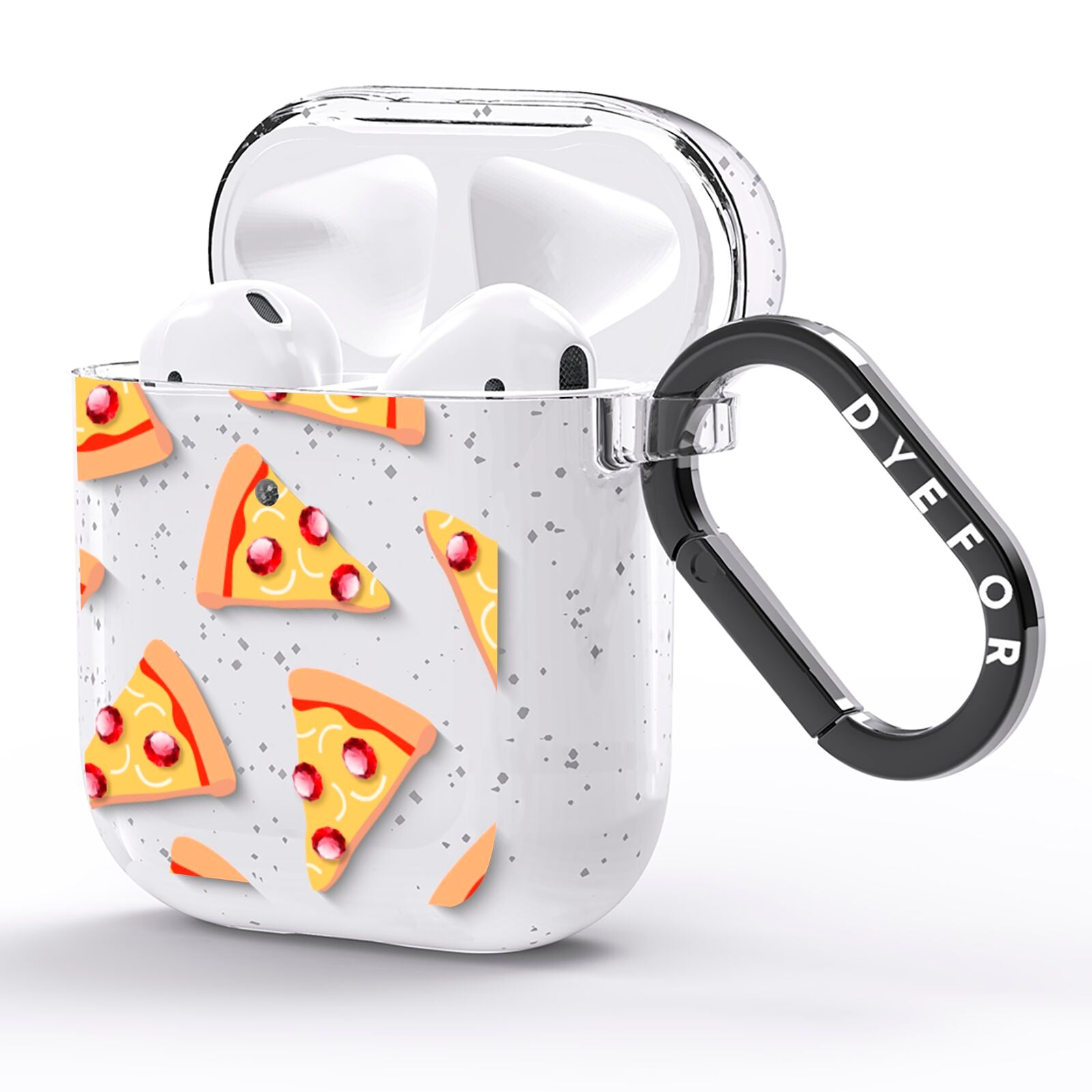 Rubies on Cartoon Pizza Slices AirPods Glitter Case Side Image