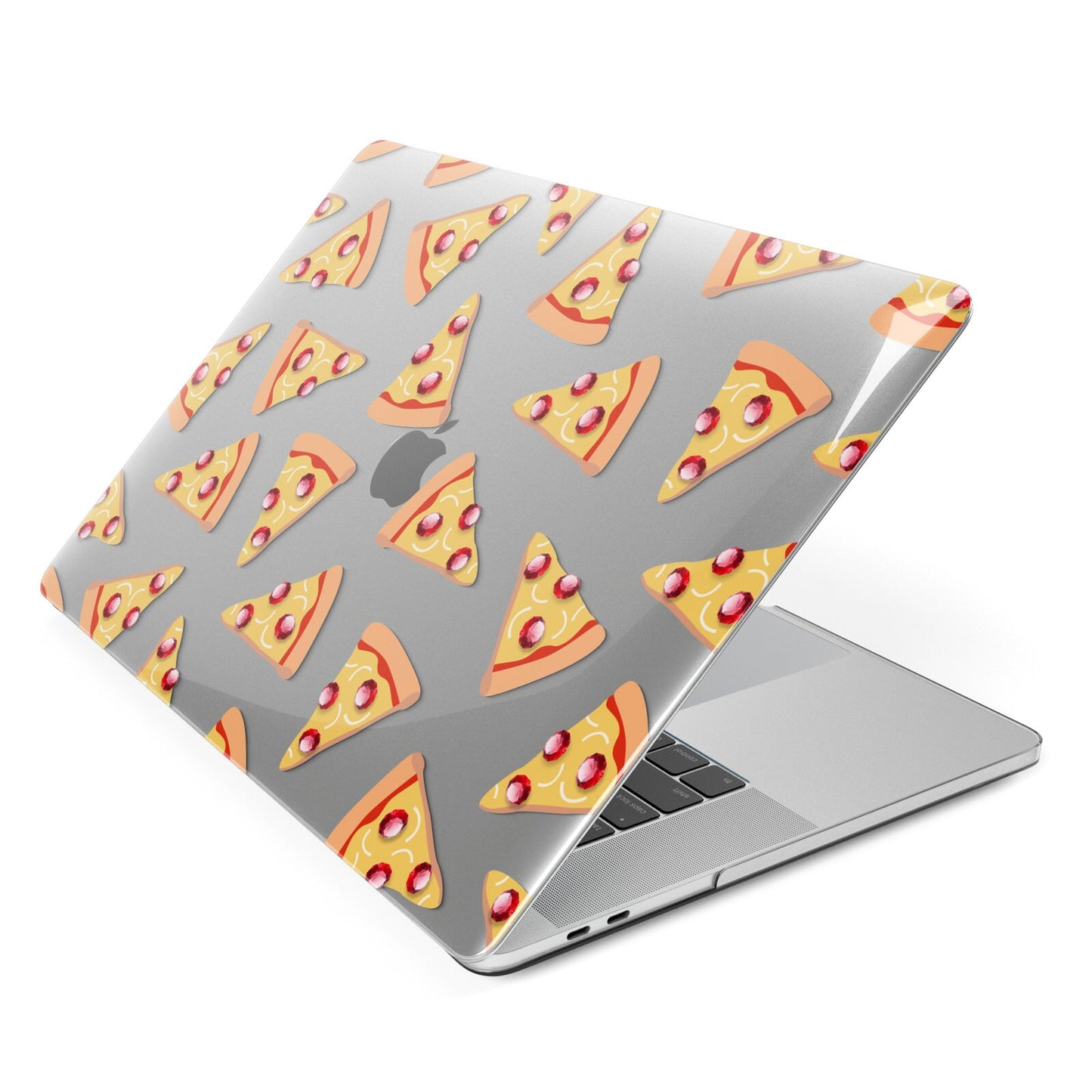 Rubies on Cartoon Pizza Slices Apple MacBook Case Side View