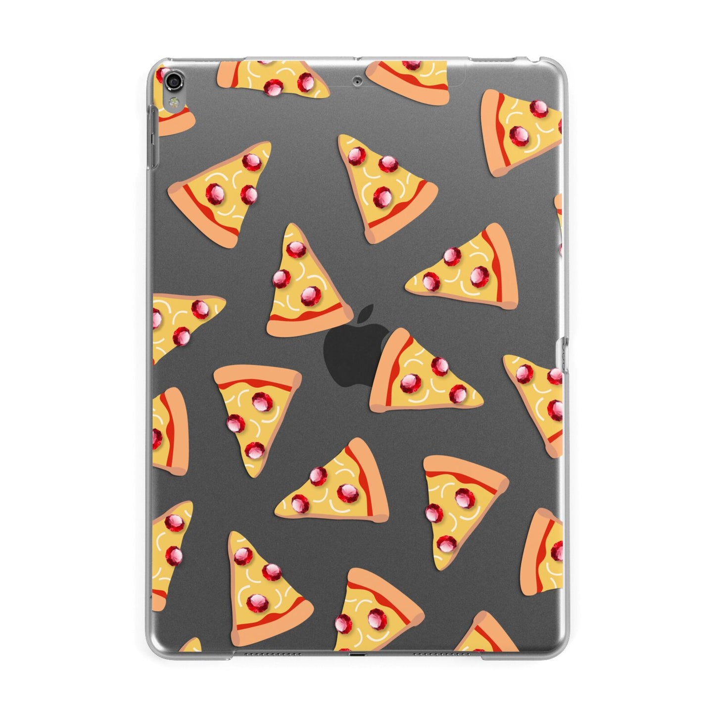 Rubies on Cartoon Pizza Slices Apple iPad Grey Case