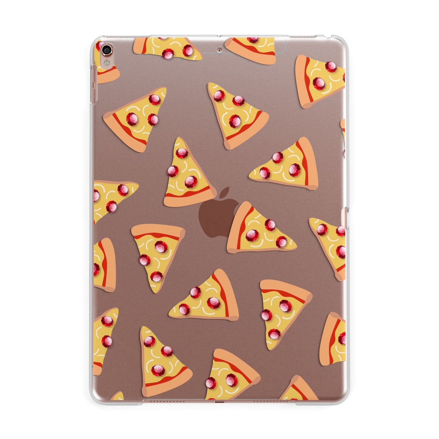 Rubies on Cartoon Pizza Slices Apple iPad Rose Gold Case