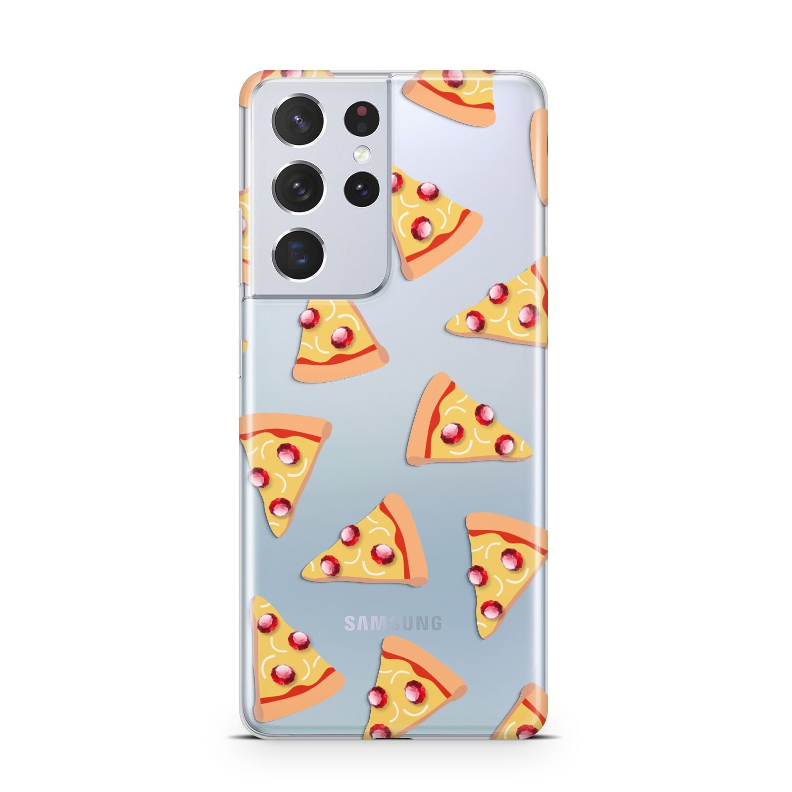 Rubies on Cartoon Pizza Slices Samsung S21 Ultra Case