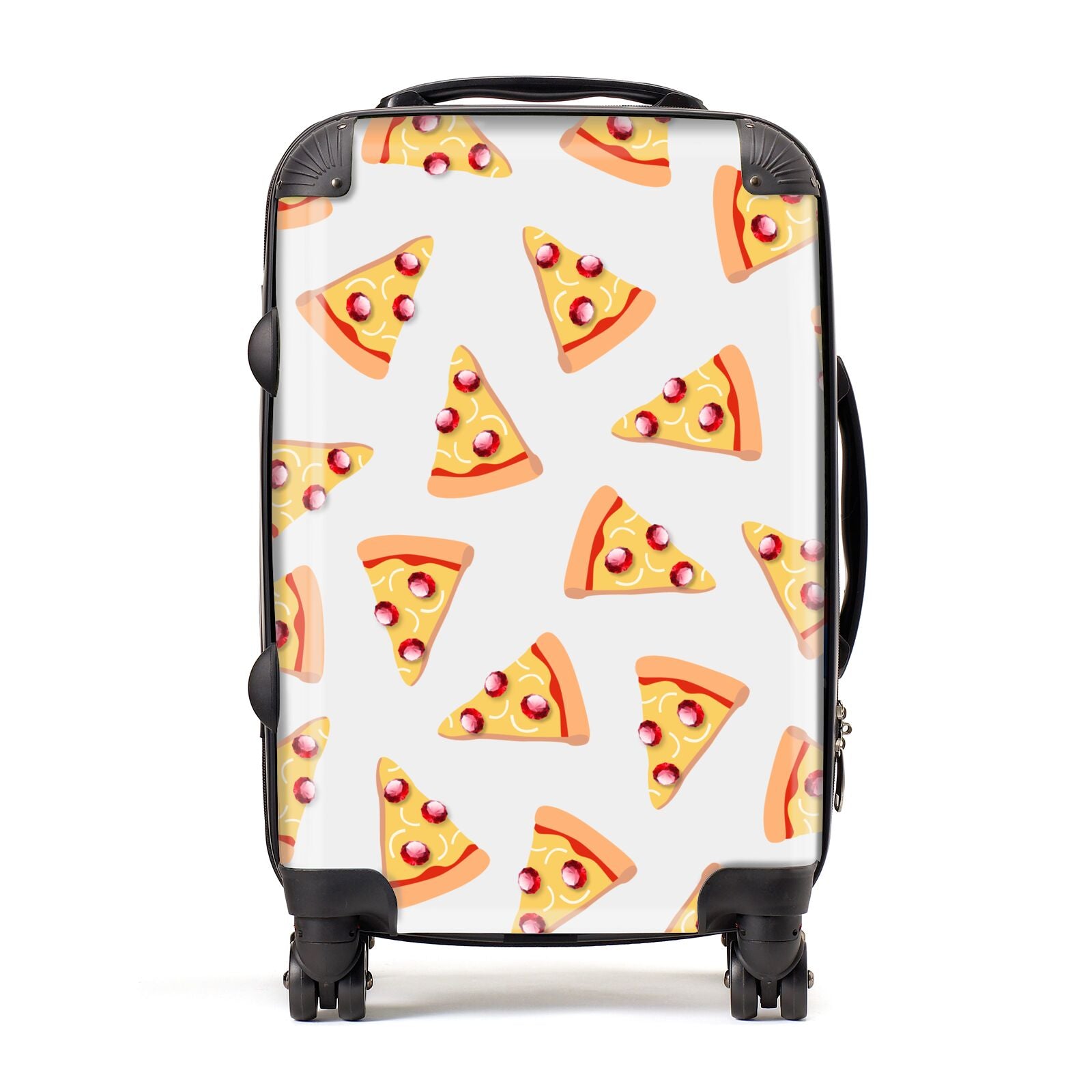 Rubies on Cartoon Pizza Slices Suitcase