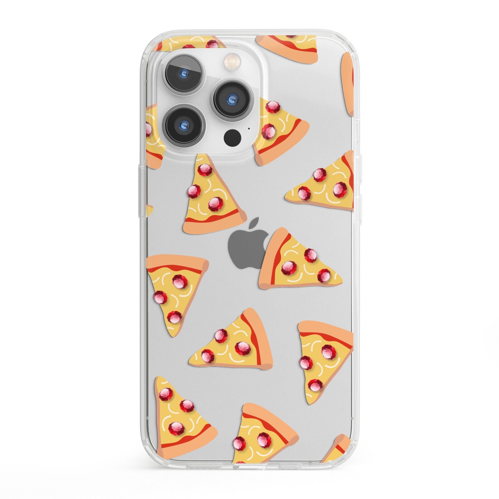 Rubies on Cartoon Pizza Slices iPhone 13 Pro Clear Bumper Case