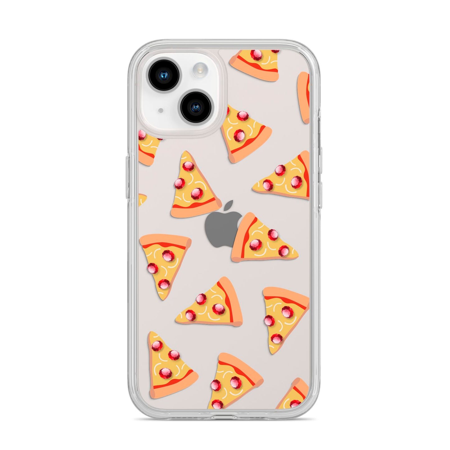 Rubies on Cartoon Pizza Slices iPhone 14 Clear Tough Case Starlight