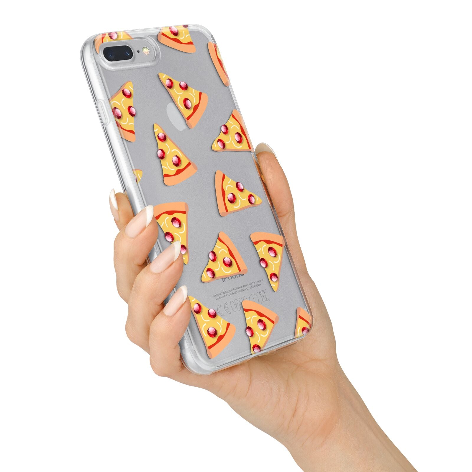 Rubies on Cartoon Pizza Slices iPhone 7 Plus Bumper Case on Silver iPhone Alternative Image