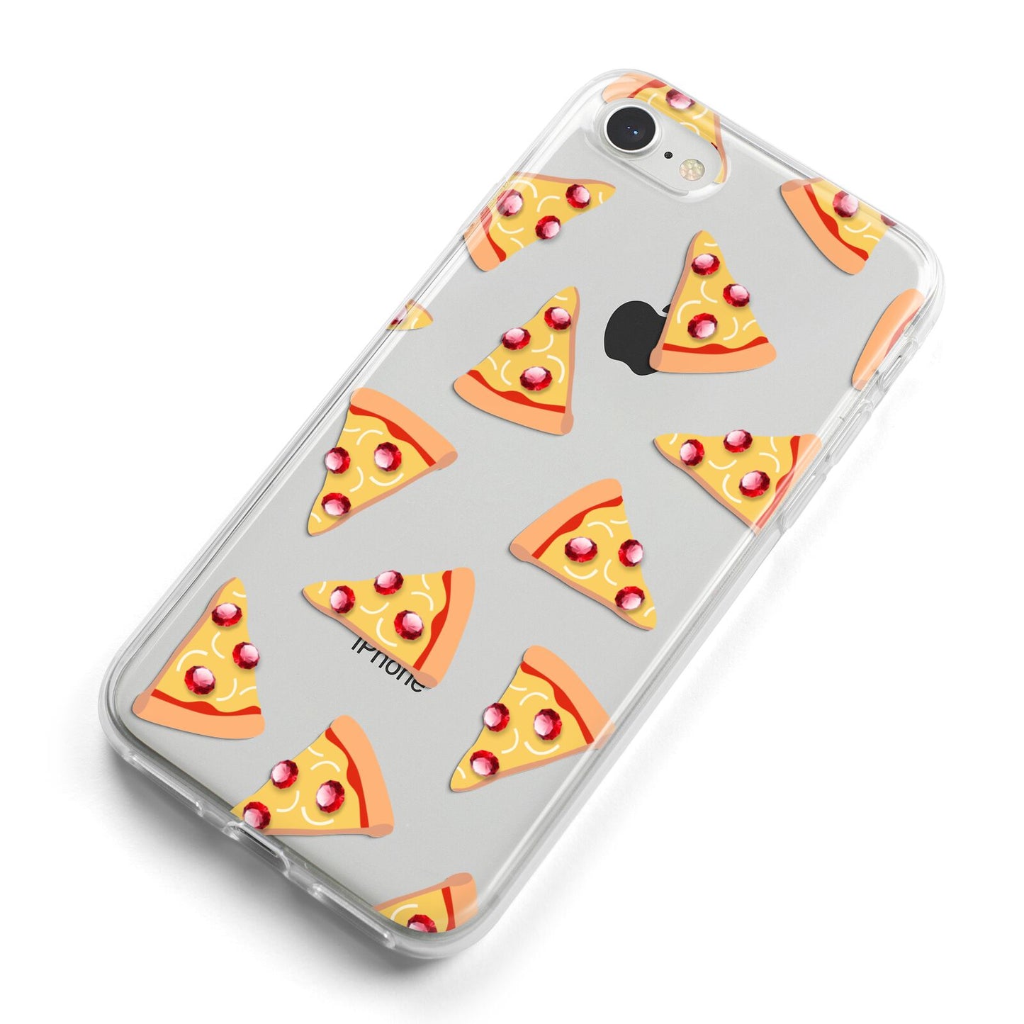 Rubies on Cartoon Pizza Slices iPhone 8 Bumper Case on Silver iPhone Alternative Image