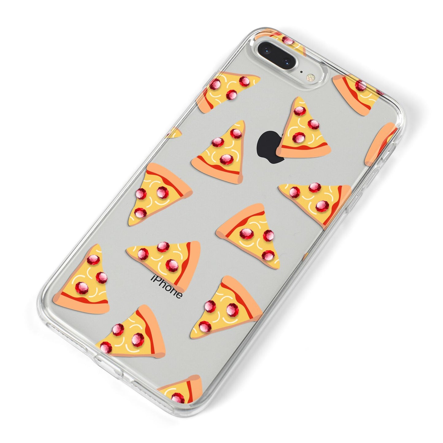 Rubies on Cartoon Pizza Slices iPhone 8 Plus Bumper Case on Silver iPhone Alternative Image