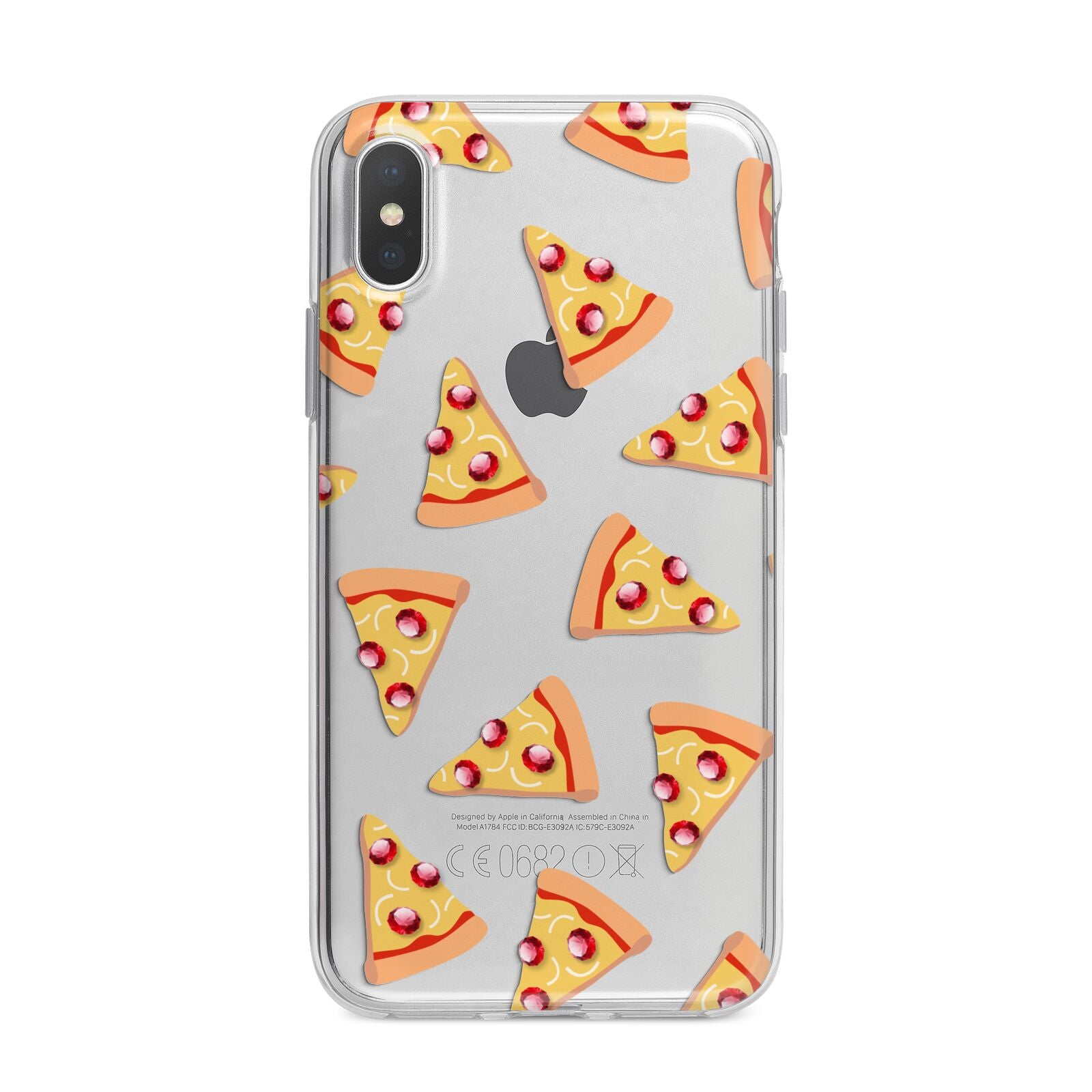 Rubies on Cartoon Pizza Slices iPhone X Bumper Case on Silver iPhone Alternative Image 1