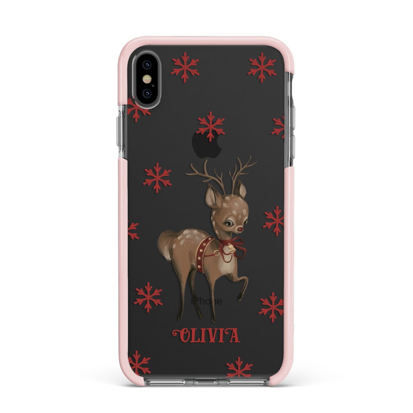 Rudolph Delivery Apple iPhone Xs Max Impact Case Pink Edge on Black Phone