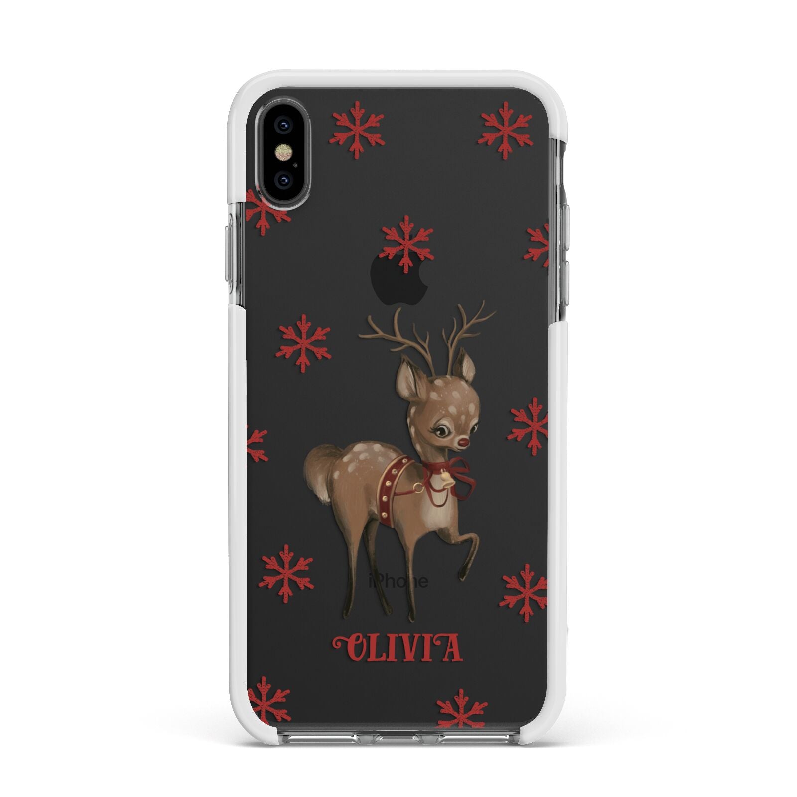 Rudolph Delivery Apple iPhone Xs Max Impact Case White Edge on Black Phone