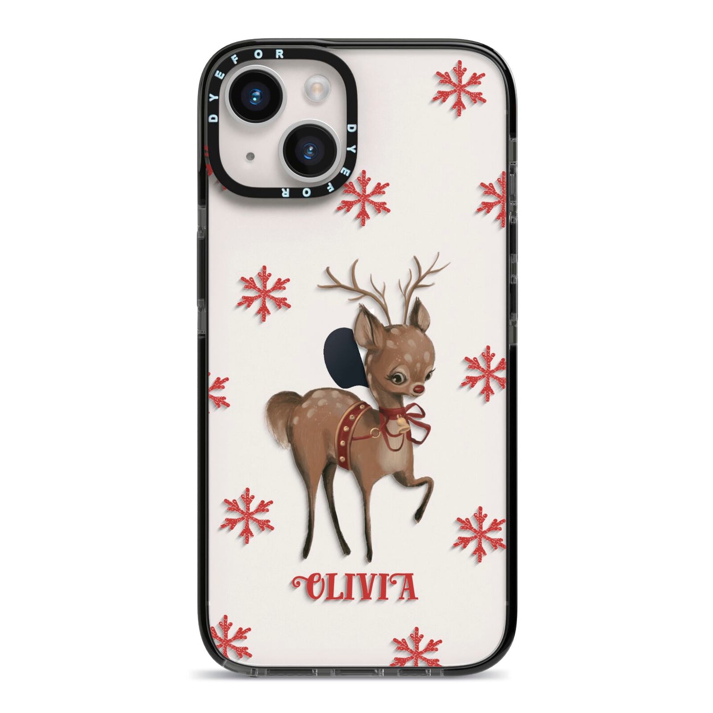 Rudolph Delivery iPhone 14 Black Impact Case on Silver phone