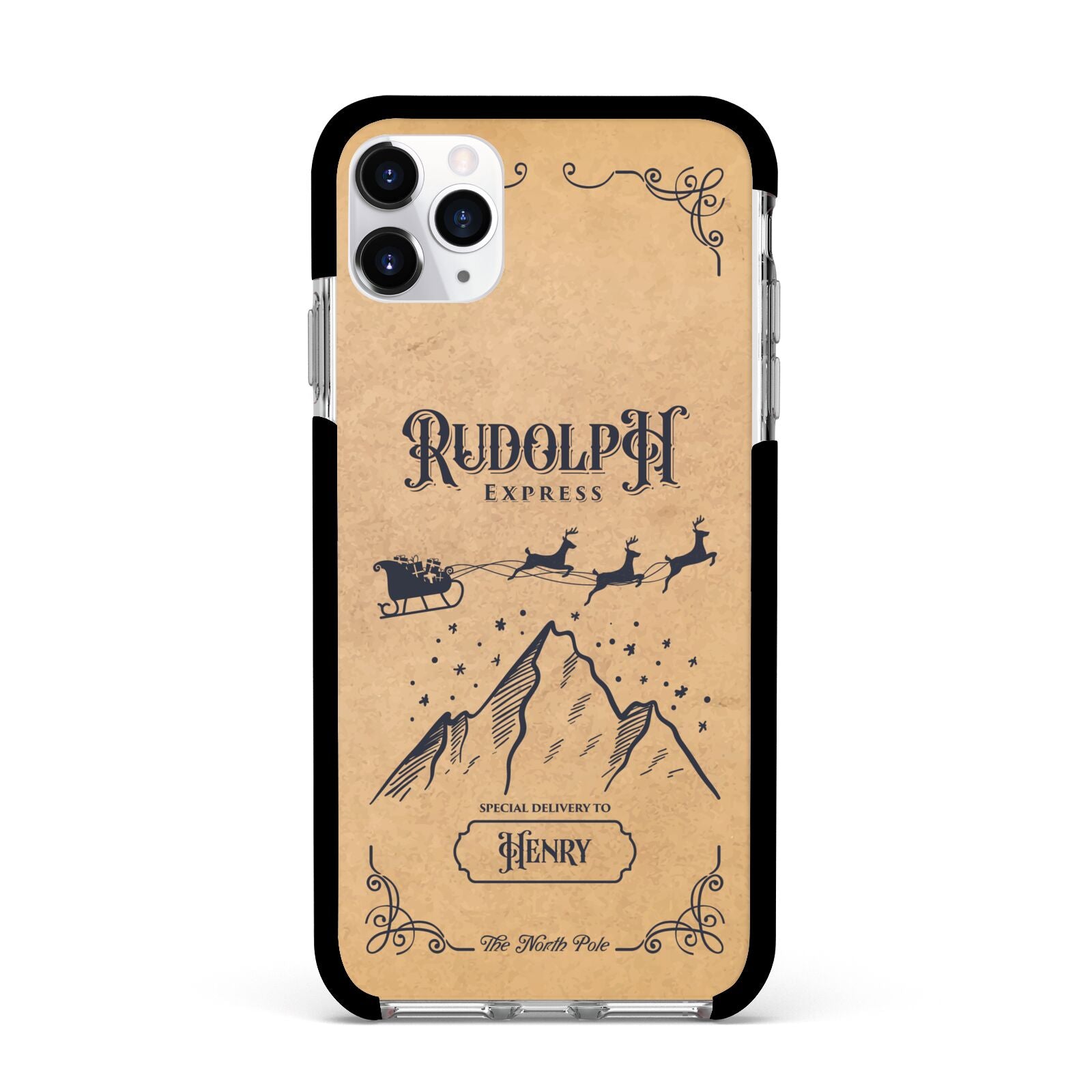 Rudolph Express Custom Apple iPhone 11 Pro Max in Silver with Black Impact Case