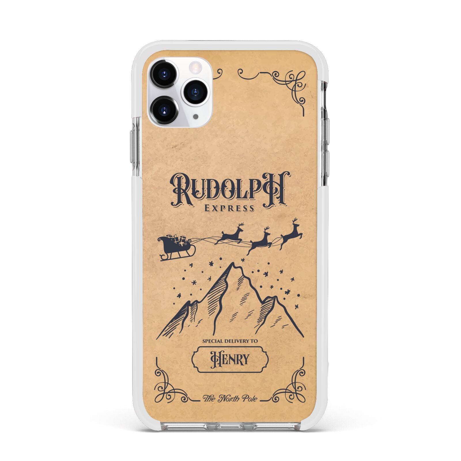 Rudolph Express Custom Apple iPhone 11 Pro Max in Silver with White Impact Case