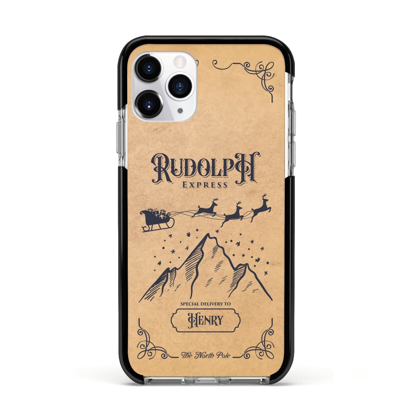 Rudolph Express Custom Apple iPhone 11 Pro in Silver with Black Impact Case