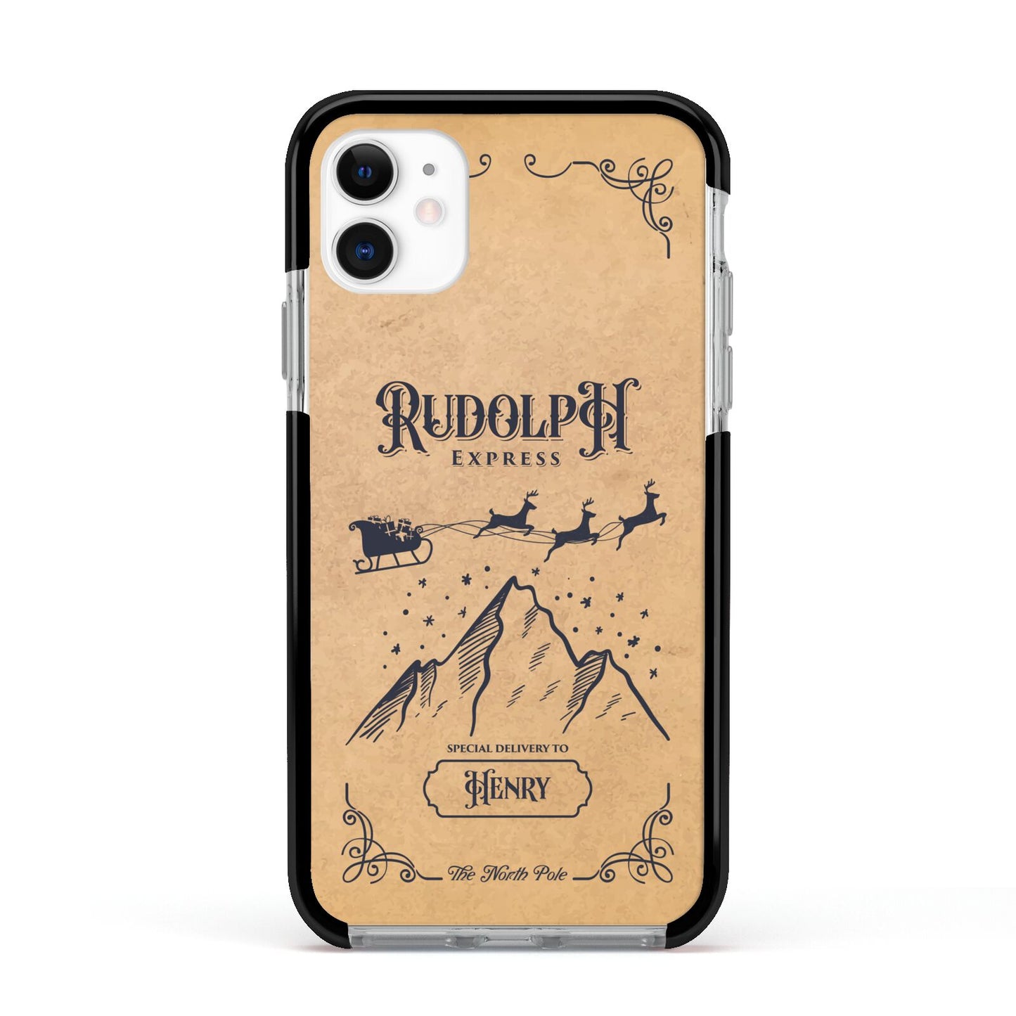 Rudolph Express Custom Apple iPhone 11 in White with Black Impact Case